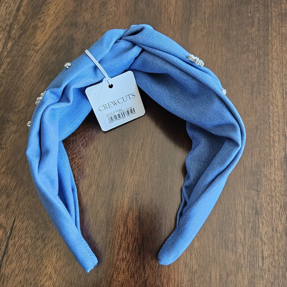 Crewcuts Girls Chambaray Knot Embellished Headband, Blue